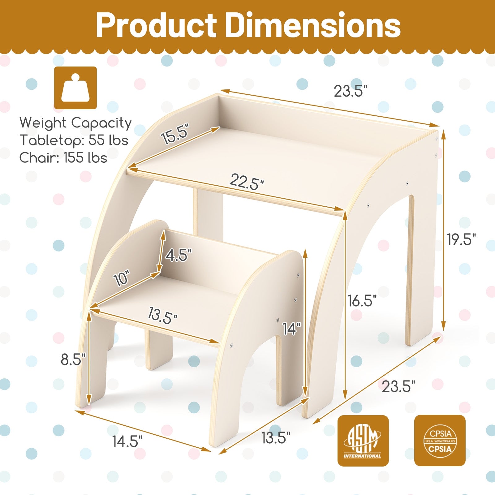 Kids Table And Chair Set, Wide Tabletop, Curved Edges, White Kids Table & Chair Sets at Gallery Canada