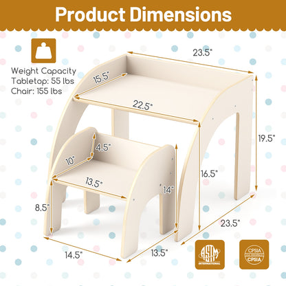 Kids Table And Chair Set, Wide Tabletop, Curved Edges, White Kids Table & Chair Sets at Gallery Canada