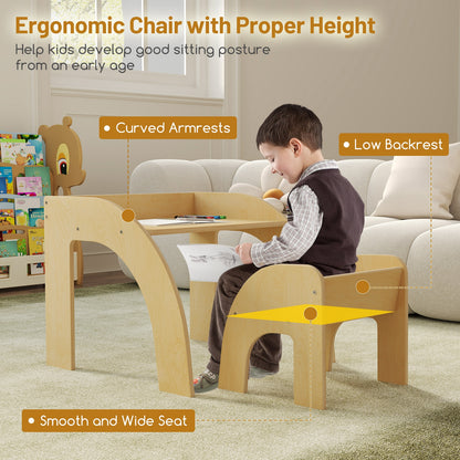 Kids Table And Chair Set, Natural, Wide Tabletop, Curved Edges Kids Table & Chair Sets at Gallery Canada