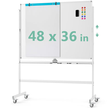 48 x 36 Inches Rolling Whiteboard, Magnetic Surface, White Home Office at Gallery Canada