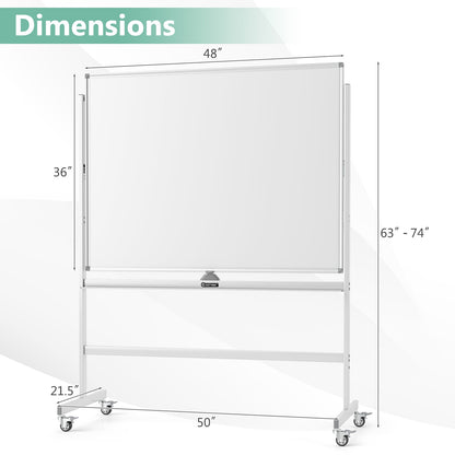 48 x 36 Inches Rolling Whiteboard, Magnetic Surface, White Home Office at Gallery Canada