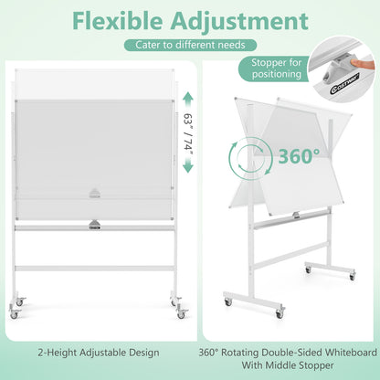 48 x 36 Inches Rolling Whiteboard, Magnetic Surface, White Home Office at Gallery Canada