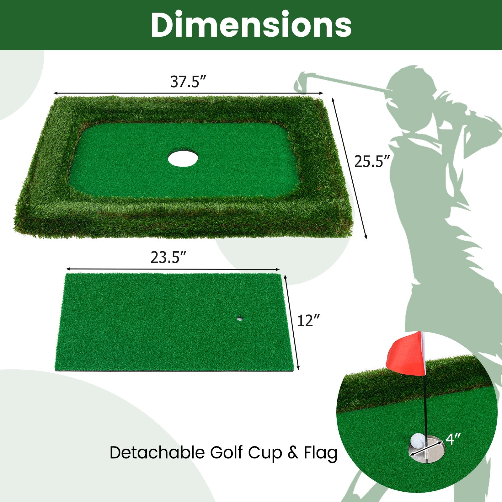37.5 x 25.5 Inch Floating Golf Green, Pool Chipping Mat, Green Golf at Gallery Canada