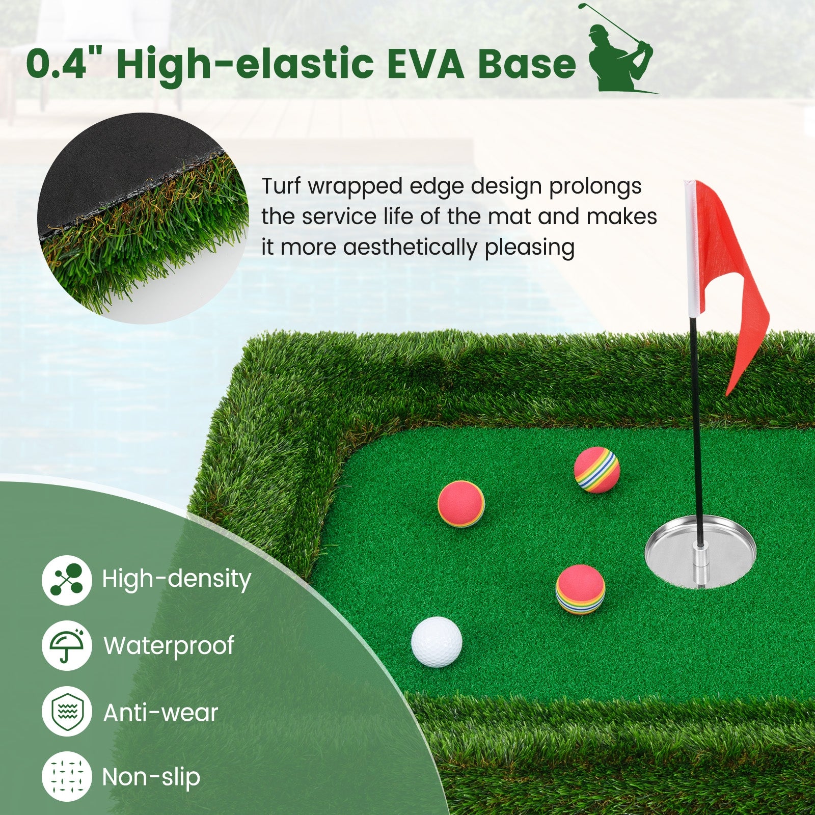 37.5 x 25.5 Inch Floating Golf Green, Pool Chipping Mat, Green Golf at Gallery Canada