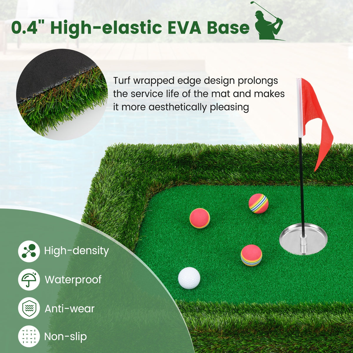 37.5 x 25.5 Inch Floating Golf Green, Pool Chipping Mat, Green Golf at Gallery Canada