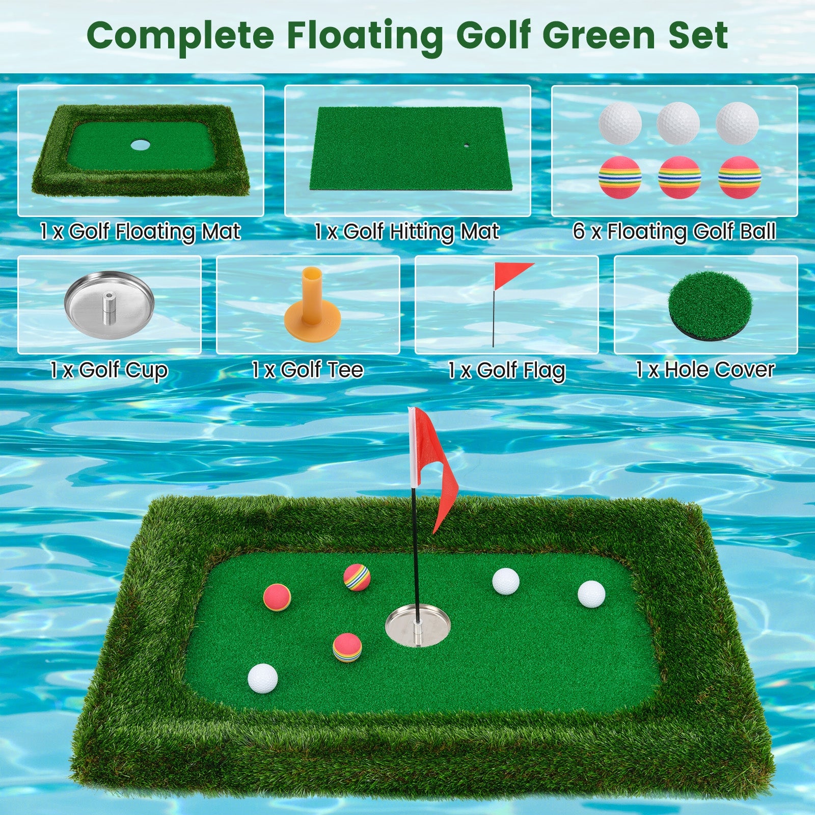 37.5 x 25.5 Inch Floating Golf Green, Pool Chipping Mat, Green Golf at Gallery Canada