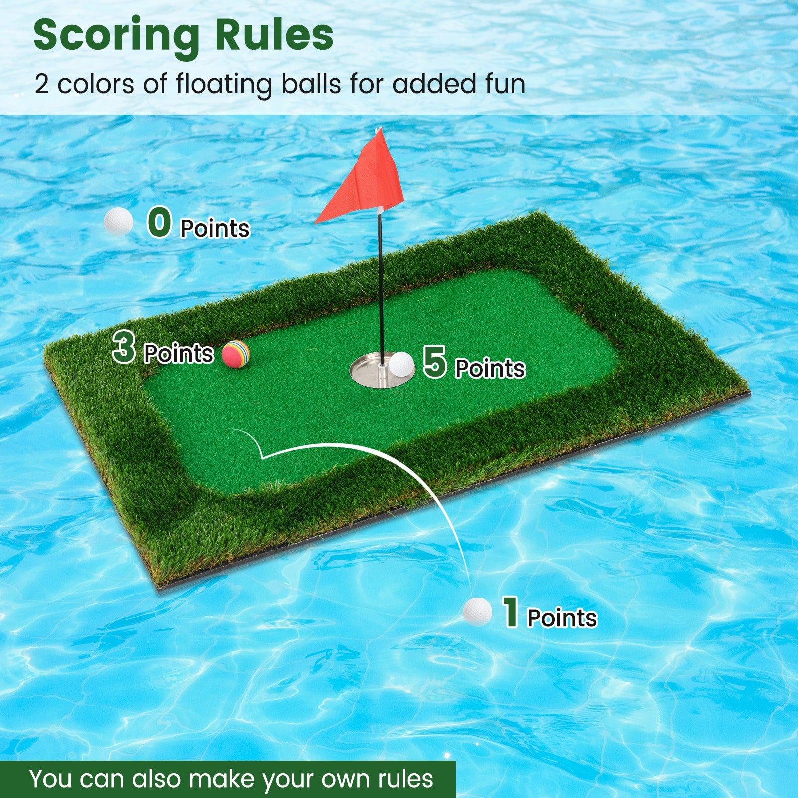 Floating Golf Green For Pool, 6 Golf Balls And Flag, Green Golf at Gallery Canada