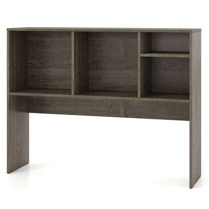 Computer Desktop Bookcase, 4 Cubbies, Open Back Compartment, Gray Bookcases at Gallery Canada