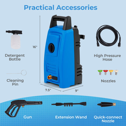 1900 PSI 1.8 GPM Electric Pressure Washer, 4 Quick Connect Nozzles, Blue Washing Machines at Gallery Canada