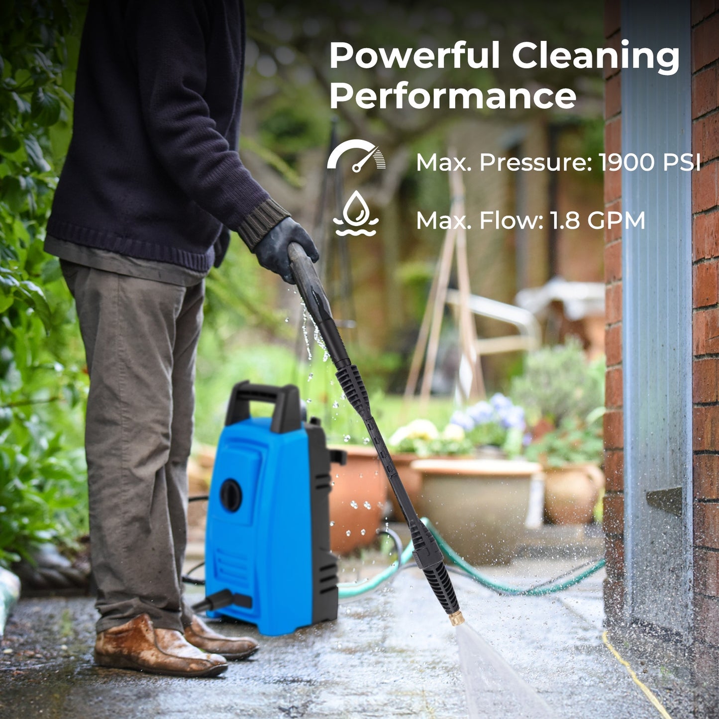 1900 PSI 1.8 GPM Electric Pressure Washer, 4 Quick Connect Nozzles, Blue Washing Machines at Gallery Canada