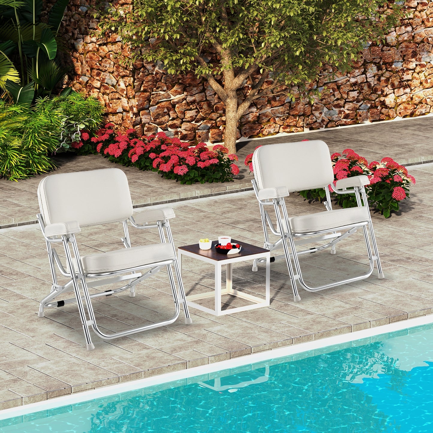 Portable Aluminum Boat Deck Beach Chair, Cushioned Seat, White Water Sports at Gallery Canada