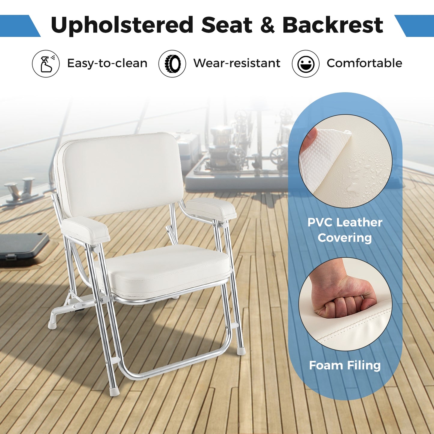 Portable Aluminum Boat Deck Beach Chair, Cushioned Seat, White Water Sports at Gallery Canada