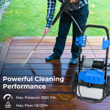 2300 PSI 1.8 GPM Electric Pressure Washer, Wheels, 5 Nozzles, Blue Washing Machines at Gallery Canada