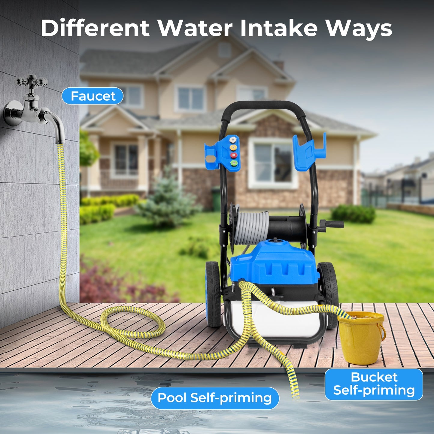 2300 PSI 1.8 GPM Electric Pressure Washer, Wheels, 5 Nozzles, Blue Washing Machines at Gallery Canada