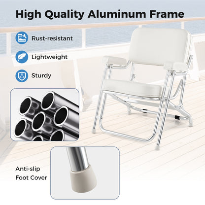 Portable Aluminum Boat Deck Beach Chair, Cushioned Seat, White Water Sports at Gallery Canada