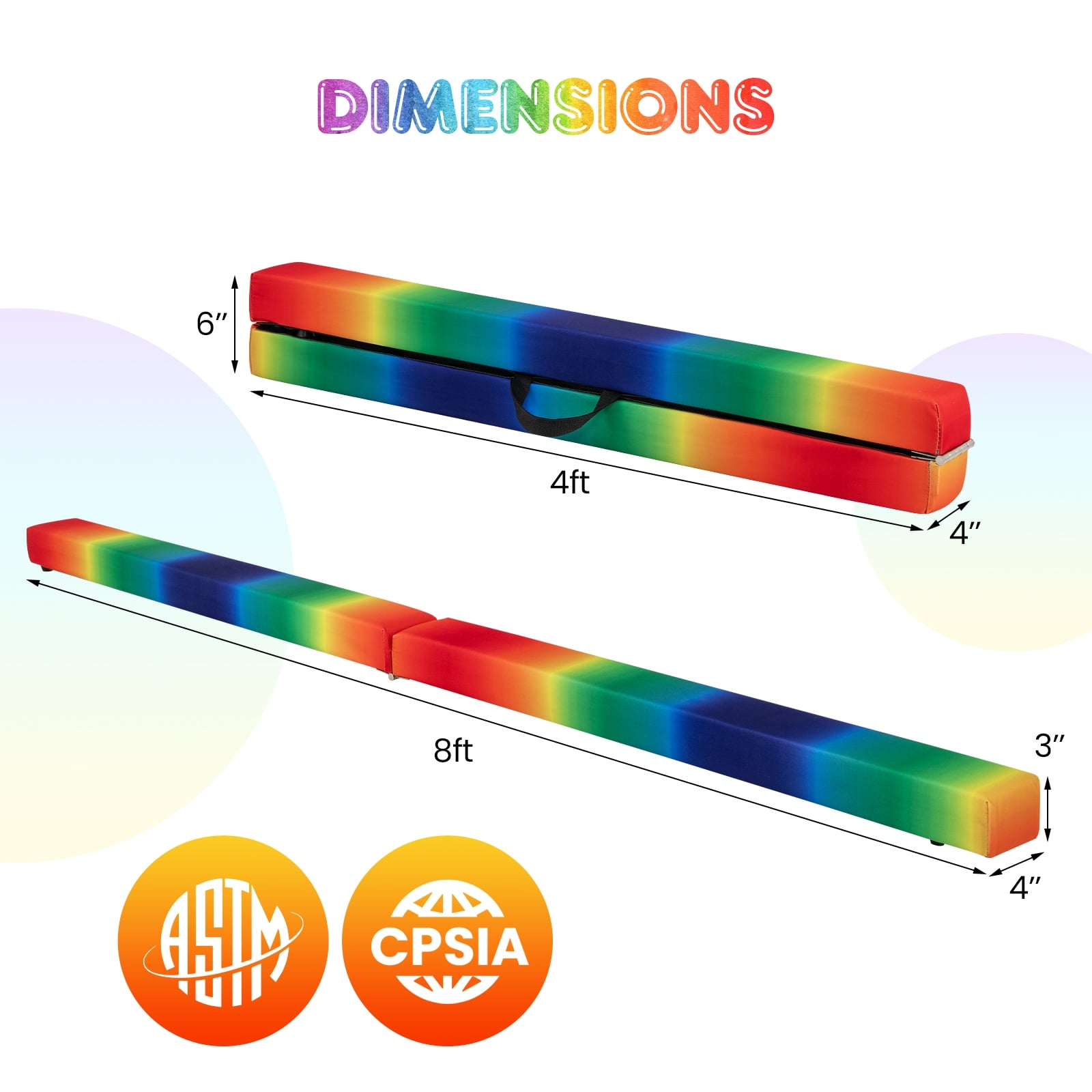 Folding Balance Beam, Solid Wood Base, Anti-Slip Bottom, Multicolor Toy Sports at Gallery Canada
