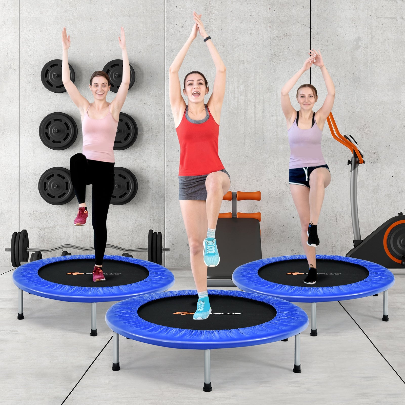 36 Inch Mini Folding Trampoline, Portable Fitness Rebounder, Blue Trampolines at Gallery Canada