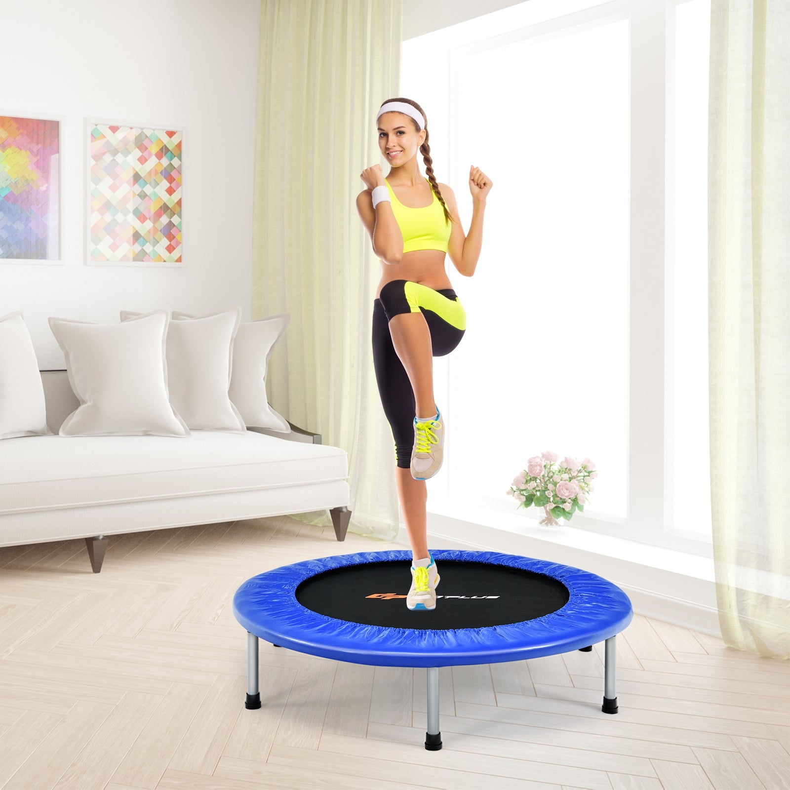 36 Inch Mini Folding Trampoline, Portable Fitness Rebounder, Blue Trampolines at Gallery Canada
