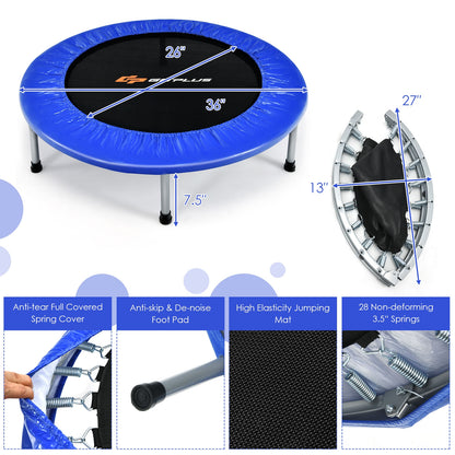 36 Inch Mini Folding Trampoline, Portable Fitness Rebounder, Blue Trampolines at Gallery Canada