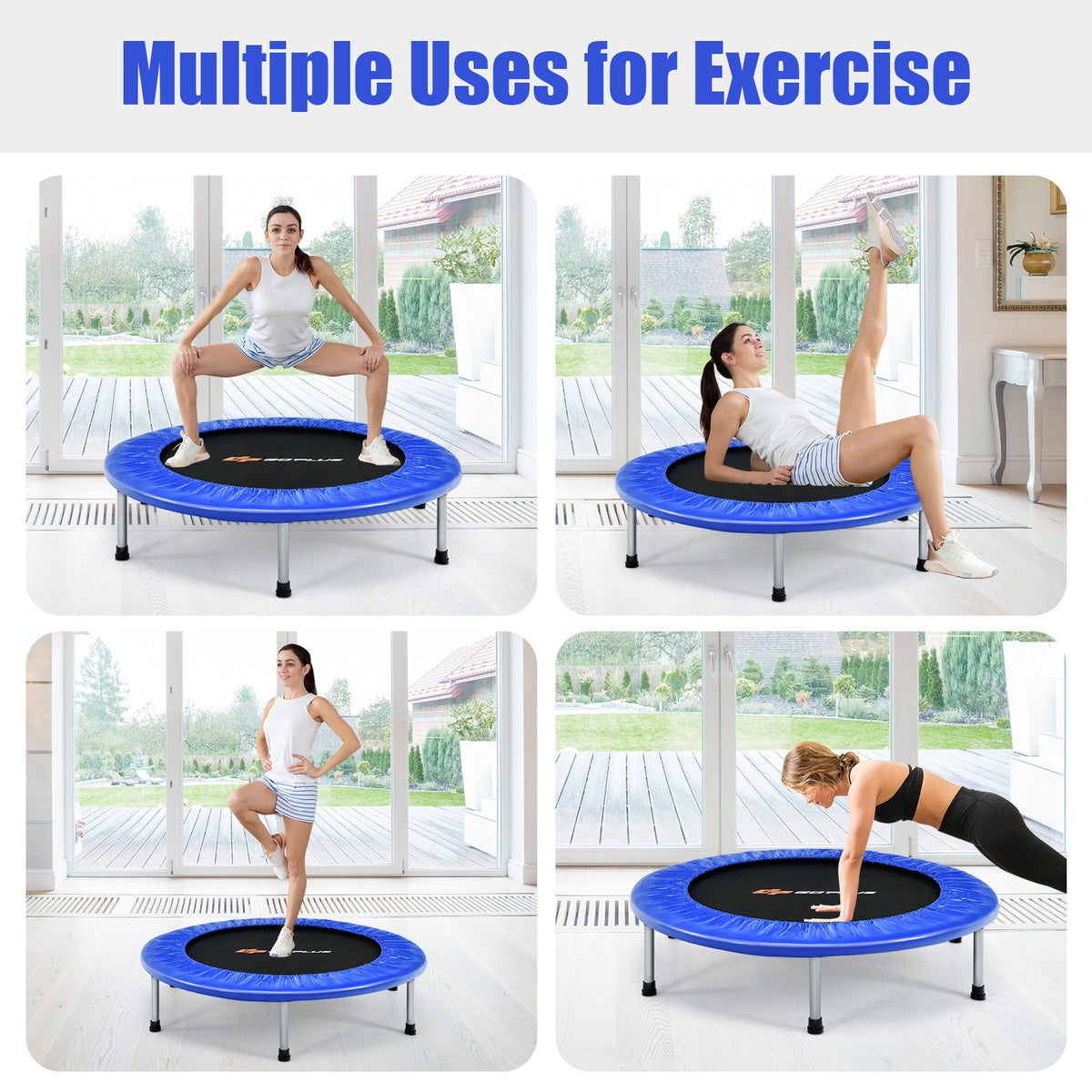 36 Inch Mini Folding Trampoline, Portable Fitness Rebounder, Blue Trampolines at Gallery Canada