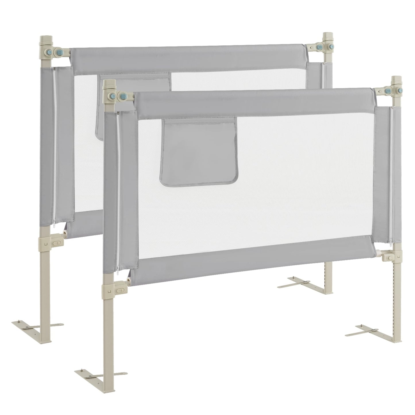 Toddler Bedrail With Side Pocket, 24 Adjustable Heights, Gray Bed Rails Gray at Gallery Canada