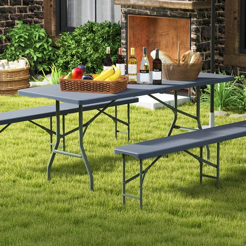 6 ft Portable Folding Table, 350 LBS, Gray