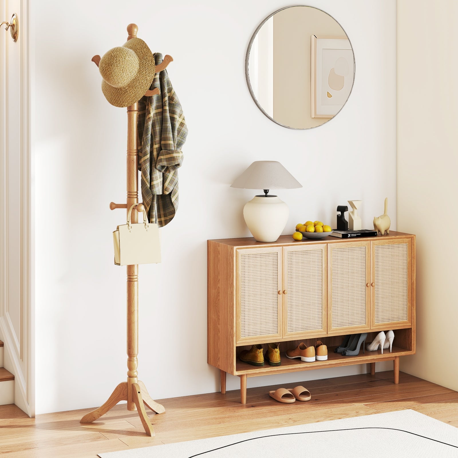 Solid Wood Hall Tree, 11 Hooks, 3 Height Options, Natural Coat Racks & Hall Trees at Gallery Canada