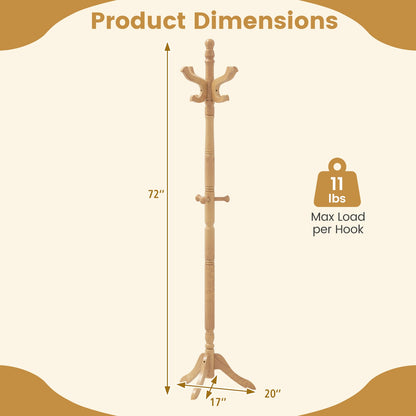 Solid Wood Hall Tree, 11 Hooks, 3 Height Options, Natural Coat Racks & Hall Trees at Gallery Canada