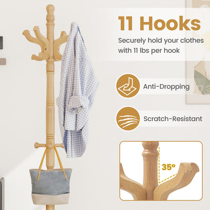 Solid Wood Hall Tree, 11 Hooks, 3 Height Options, Natural Coat Racks & Hall Trees at Gallery Canada