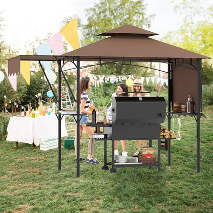 13 x 5 Feet Grill Gazebo, Dual Side Awnings, 2 Adjustable Shelves, Coffee Gazebos at Gallery Canada