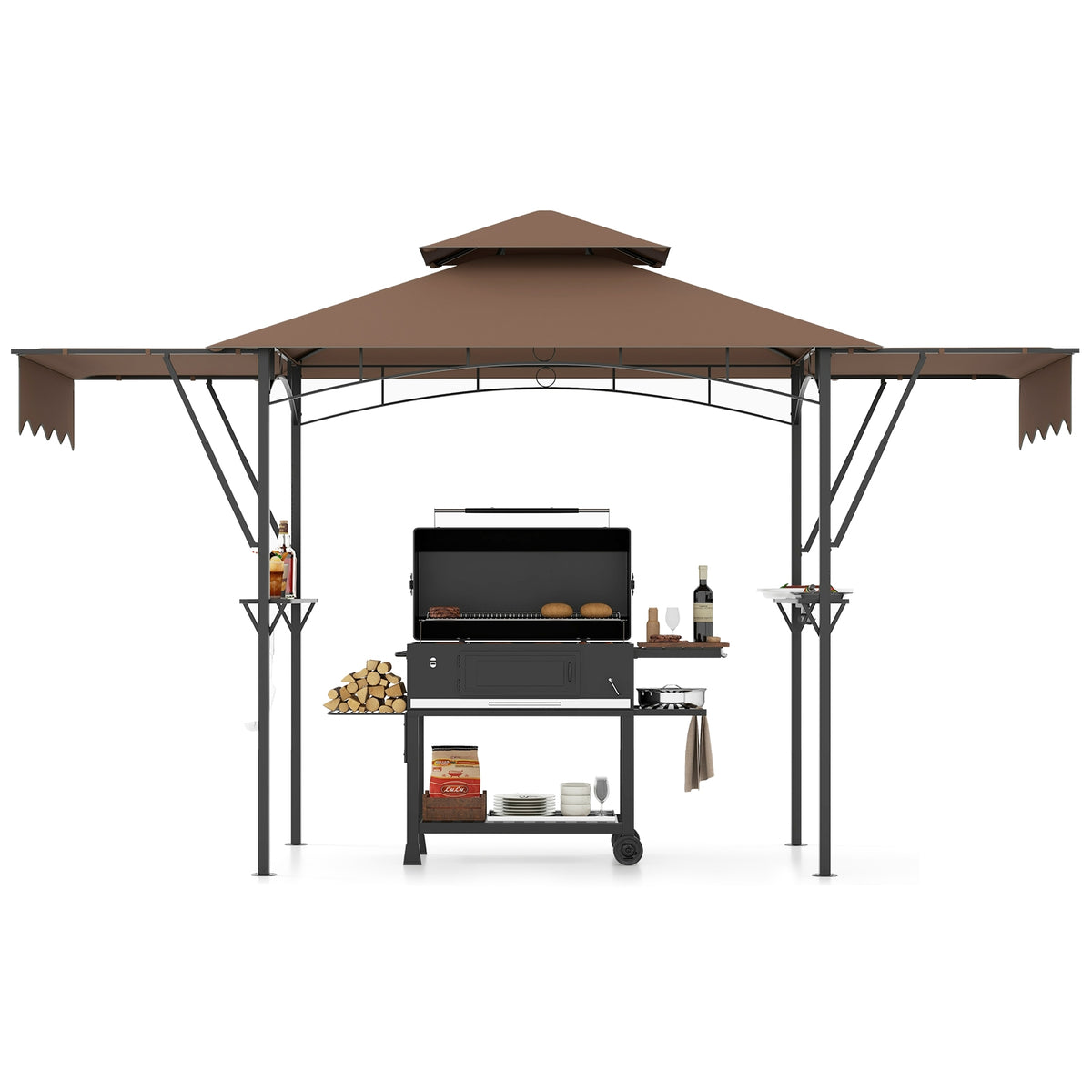 13 x 5 Feet Grill Gazebo, Dual Side Awnings, 2 Adjustable Shelves, Coffee Gazebos at Gallery Canada