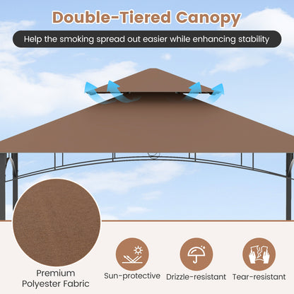 13 x 5 Feet Grill Gazebo, Dual Side Awnings, 2 Adjustable Shelves, Coffee Gazebos at Gallery Canada