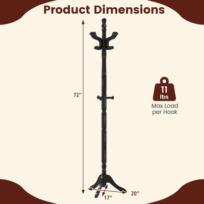 Solid Wood Hall Tree, 11 Hooks, 3 Height Options, Black Coat Racks & Hall Trees at Gallery Canada