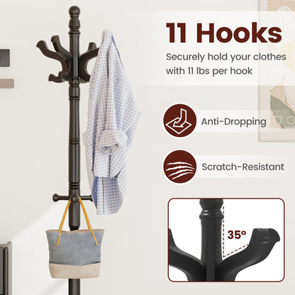 Solid Wood Hall Tree, 11 Hooks, 3 Height Options, Black Coat Racks & Hall Trees at Gallery Canada