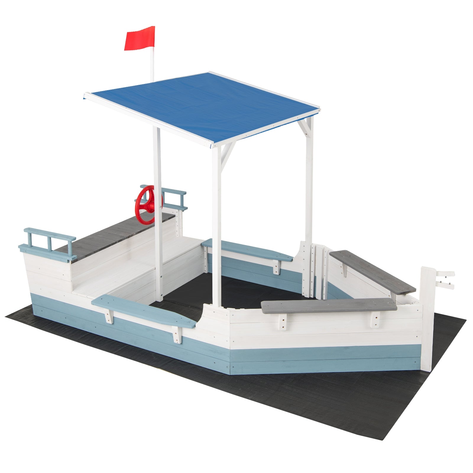 Pirate Ship Sandbox, With Canopy, Bench Seats, Bottom Liner, White Sandboxes White at Gallery Canada