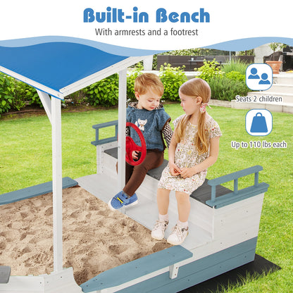 Pirate Ship Sandbox, With Canopy, Bench Seats, Bottom Liner, White Sandboxes at Gallery Canada