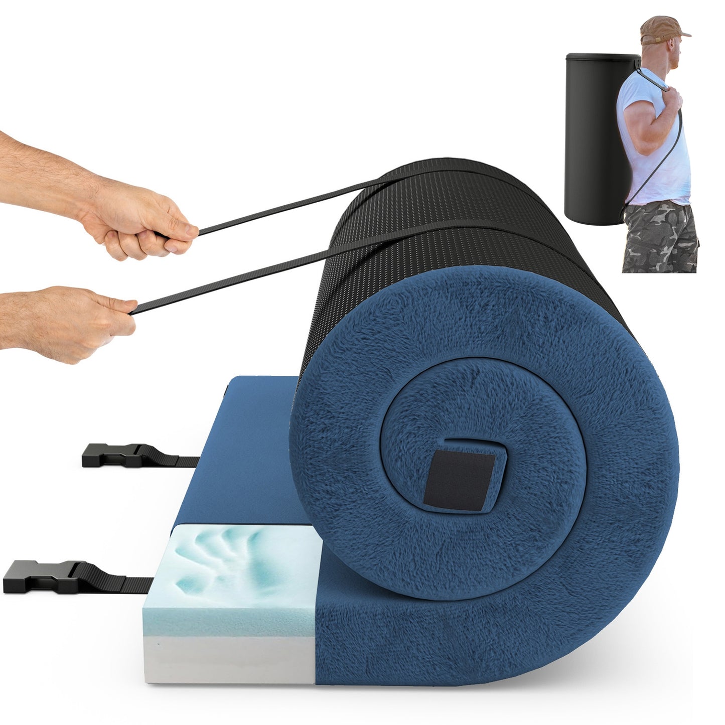Foldable Camping Mattress, High Density Foam Cushion, Anti-Slip Bottom, Navy Air Mattresses & Sleeping Bags at Gallery Canada