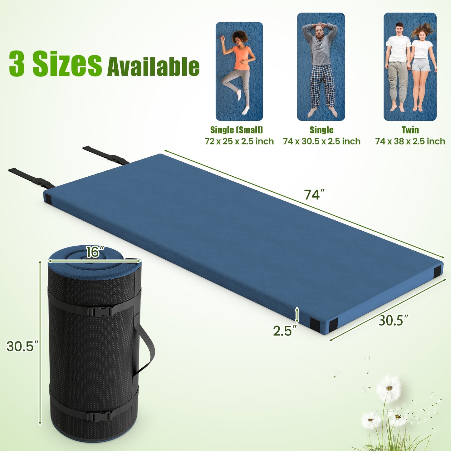 Foldable Camping Mattress, High Density Foam Cushion, Anti-Slip Bottom, Navy Air Mattresses & Sleeping Bags at Gallery Canada