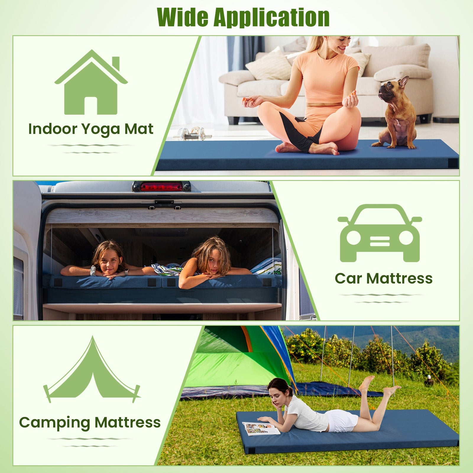 Foldable Camping Mattress, High Density Foam Cushion, Anti-Slip Bottom, Navy Air Mattresses & Sleeping Bags at Gallery Canada