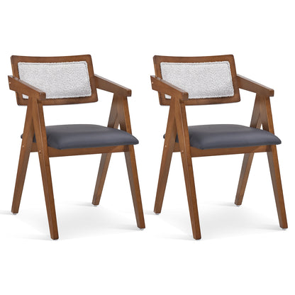 Mid Century Wooden Accent Chairs, Leathaire Seat Cushions, Set of 2, Walnut Accent Chairs Walnut at Gallery Canada