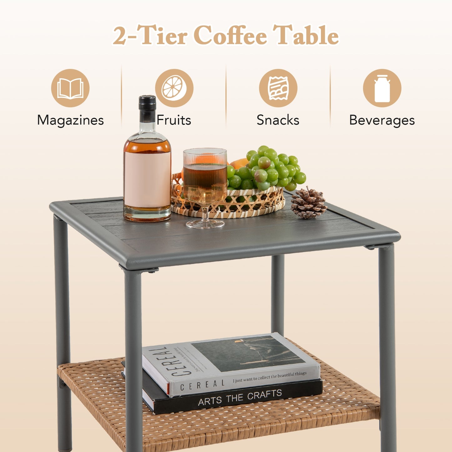 3 Piece Corner Patio Furniture, Small Coffee Table, Beige Patio Conversation Sets at Gallery Canada
