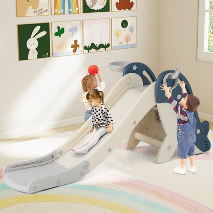 Foldable Freestanding Baby Slide Climber Playset With Basketball Hoop, Blue Climbers & Slides at Gallery Canada