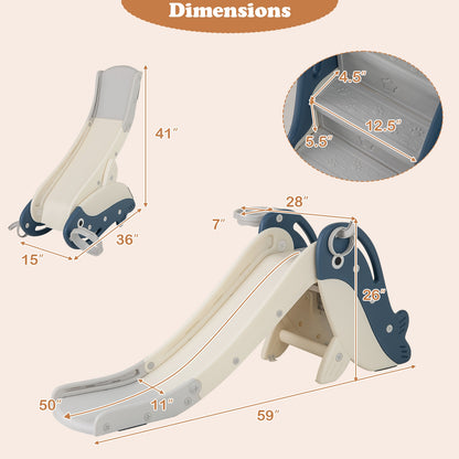 Foldable Freestanding Baby Slide Climber Playset With Basketball Hoop, Blue Climbers & Slides at Gallery Canada
