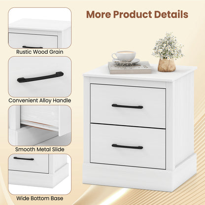 Wood Compact Floor Nightstand With Storage Drawers, White Nightstands at Gallery Canada