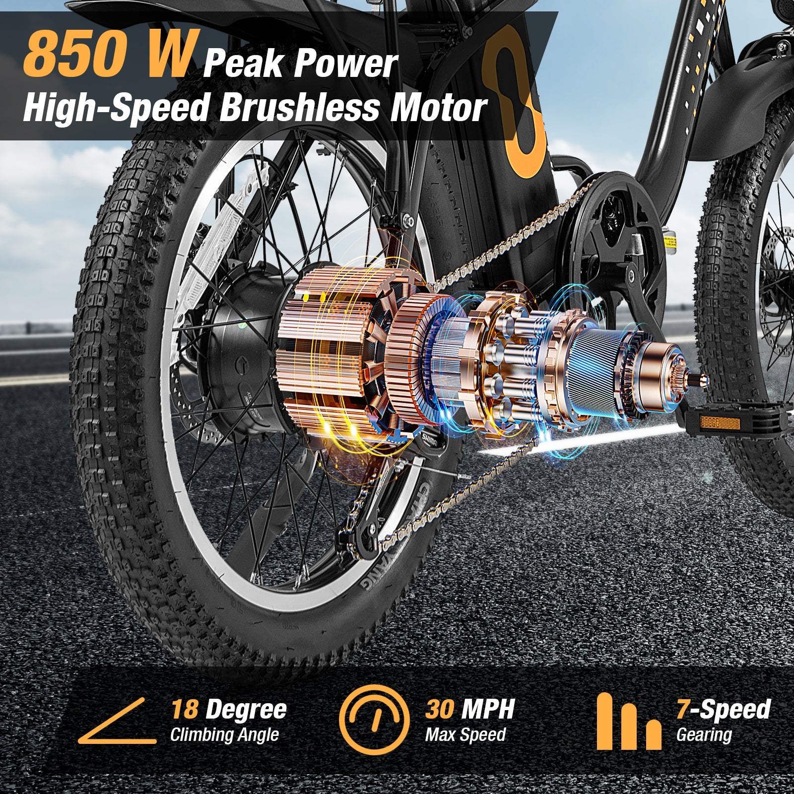 Folding Electric Bicycle, 20-Inch Fat Tires Snow E-Bike, Black Exercise Bikes at Gallery Canada