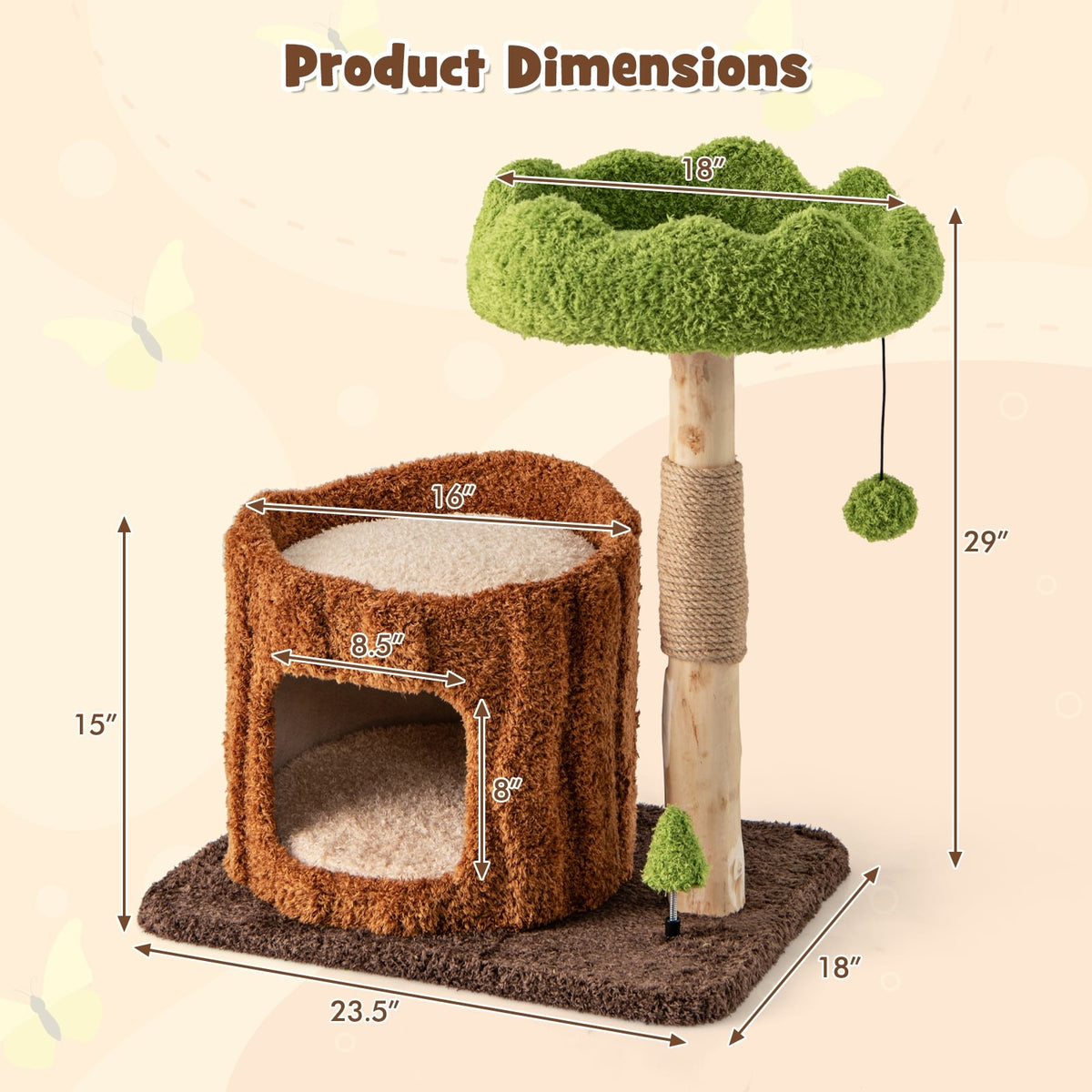 Multifunctional Cat Tree With Scratching Posts, Top Perch, Brown Cat Trees Condos & Scratchers at Gallery Canada