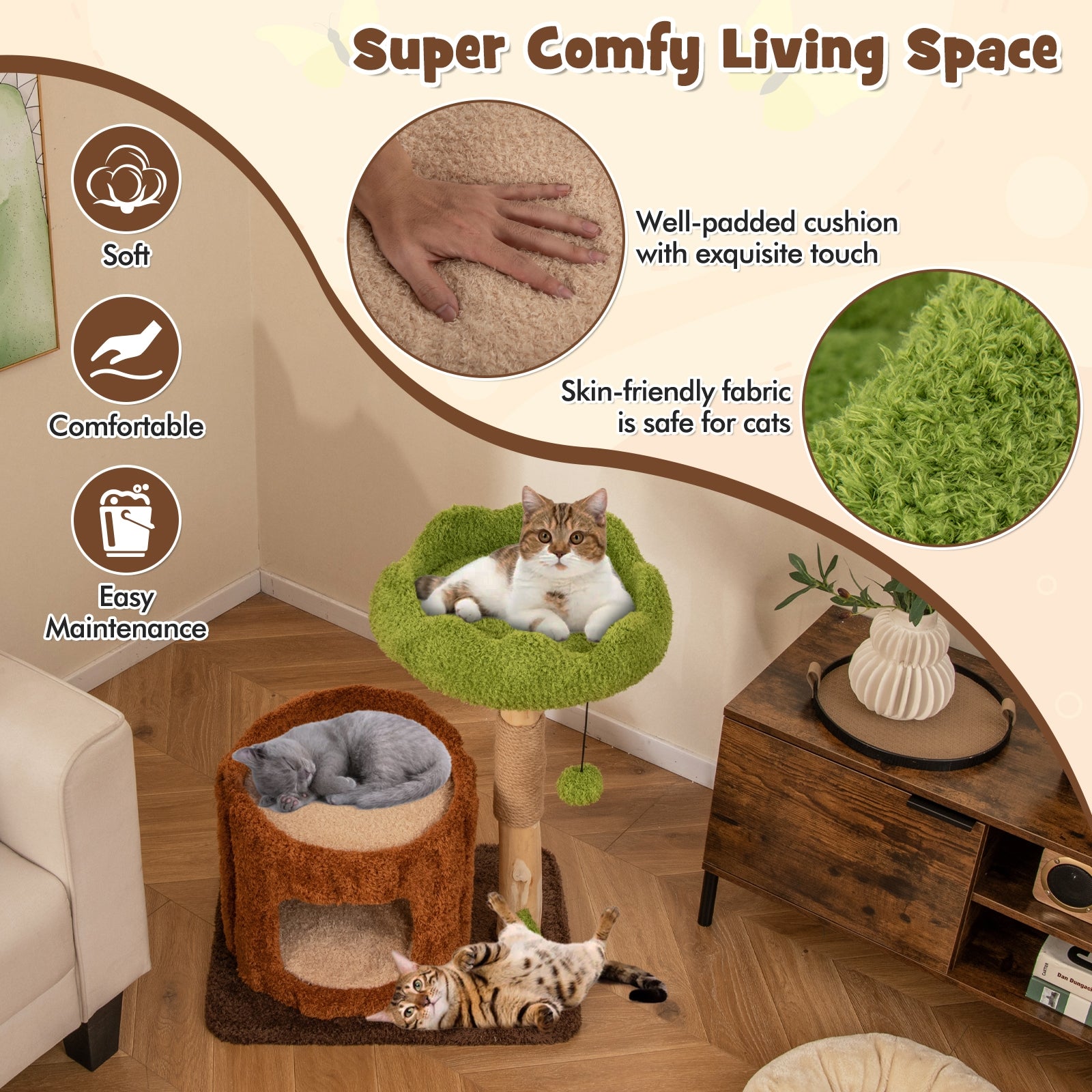Multifunctional Cat Tree With Scratching Posts, Top Perch, Brown Cat Trees Condos & Scratchers at Gallery Canada