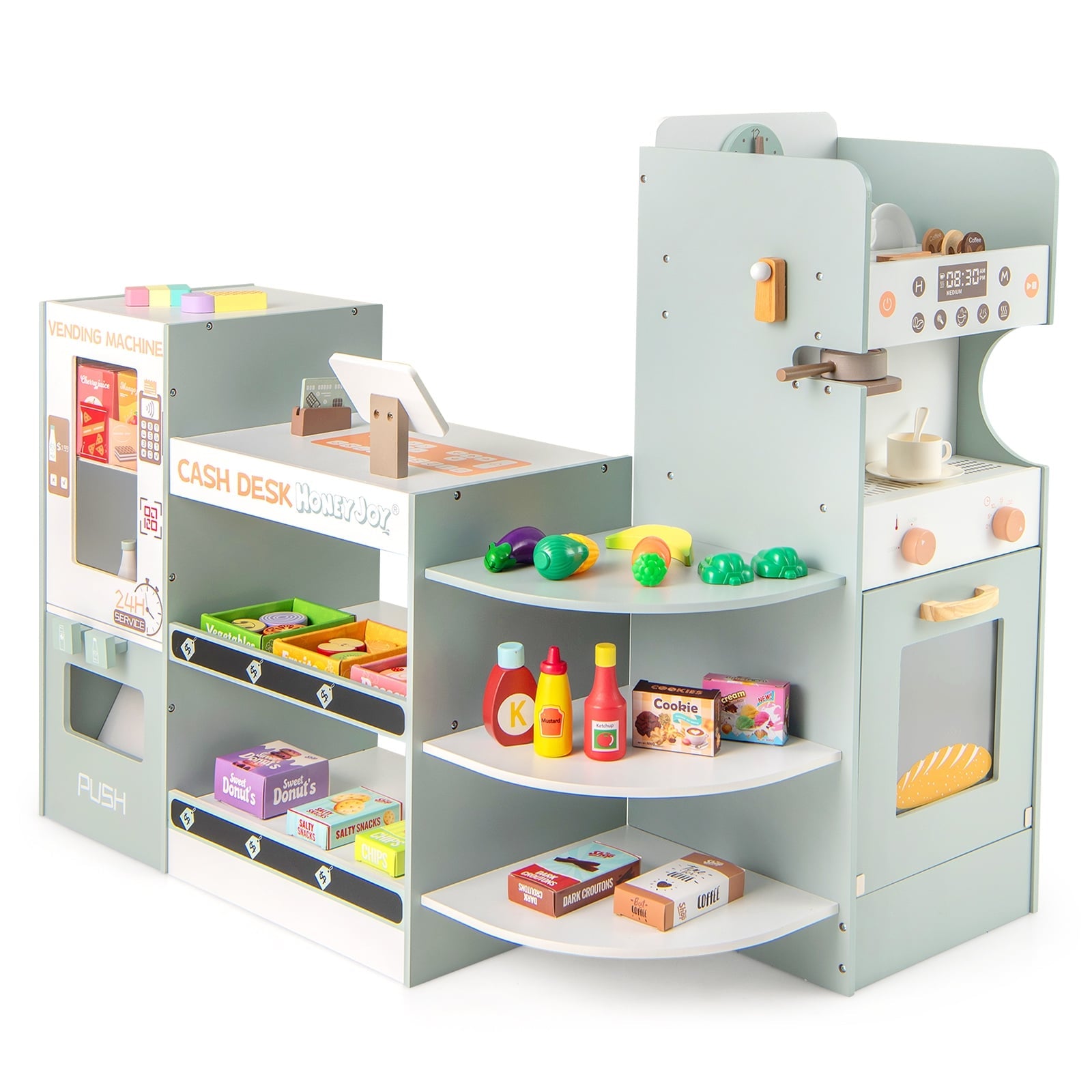 Wooden Kids Grocery Store Playset, Pretend Play Supermarket, Green Play Kitchen Sets at Gallery Canada