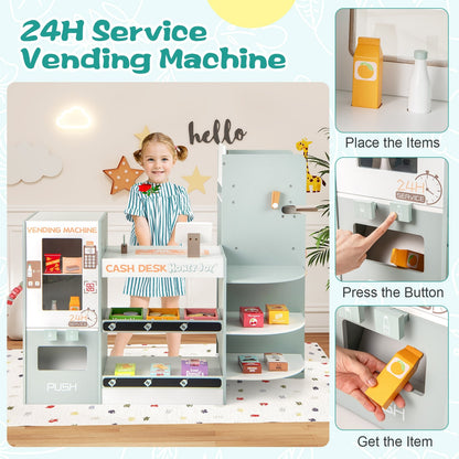 Wooden Kids Grocery Store Playset, Pretend Play Supermarket, Green Play Kitchen Sets at Gallery Canada