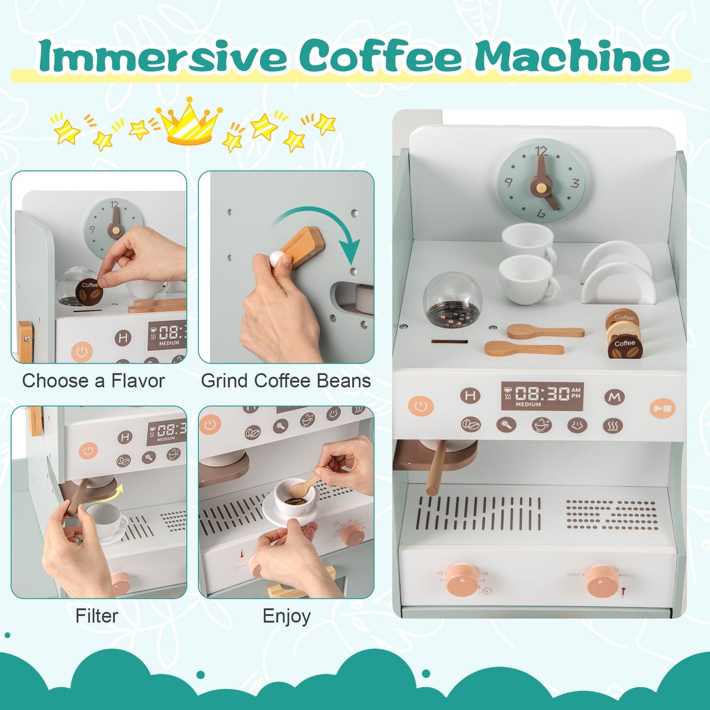 Wooden Kids Grocery Store Playset, Pretend Play Supermarket, Green Play Kitchen Sets at Gallery Canada